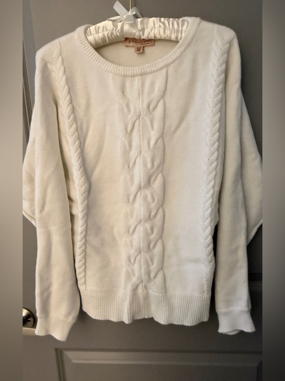 Philosophy Cream Cable-Knit Crewneck Sweater